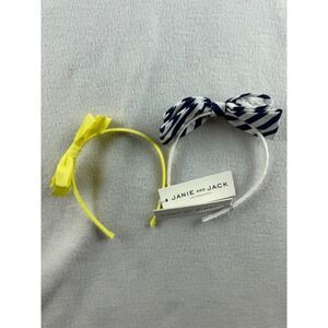 Janie and Jack Bow Headbands‎ Yellow and Blue White Stripe Set Girl's